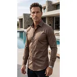 EGO MAN košile pánská S0150-11 slim fit hnědá 3XL