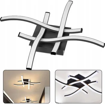 Stropní svítidlo LED STROPNÍ SVÍTIDLO ČERNÝ LUSTR CHROM MODERNÍ S DÁLKOVÝM OVLADAČEM 64W