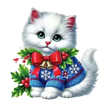 Vánoční dekorace Nažehlovací obrázek - vánoční kočka I (22,5 x 23,0 cm)