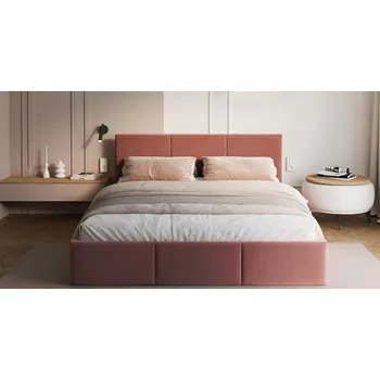 Postel Čalouněná postel FRESIA 120x200cm Lososová Paris s úložným prostorem kovový rošt