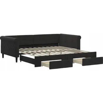 Pohovka Černá pohovka s funkcí spaní a úložnými zásuvkami, rozměry: 229 x 110 x 68 cm