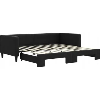 Pohovka Černá rozkládací lenoška/pohovka 2 v 1, 213 x 100 x 68 cm