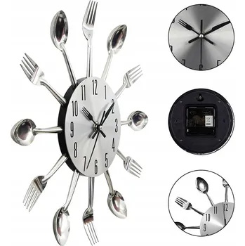 Hodiny NÁSTĚNNÉ HODINY S LŽÍCEMI A VIDLIČKAMI, KULATÝ CIFERNÍK, PRŮMĚR 31 CM