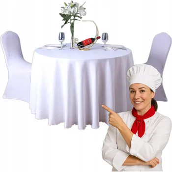 ubrus BÍLÝ kulatý ubrus 280 cm, odolný vůči skvrnám, hladký na stůl, svatební hostina