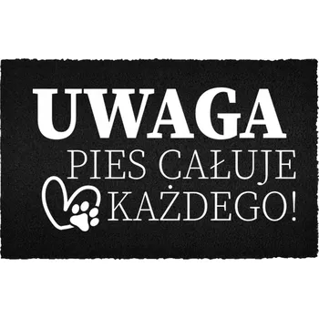 Rohožka KOKOSOVÁ VSTUPNÍ ROHOŽKA ČERNÁ DO DOMU | VESELÝ DÁREK PES LÍBÁ