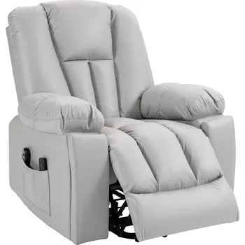 Masáž HOMCOM Masážní křeslo HOMCOM, polohovací křeslo pro seniory, dálkové ovládání, boční kapsy, 94 cm x 96 cm x 106 cm, šedá