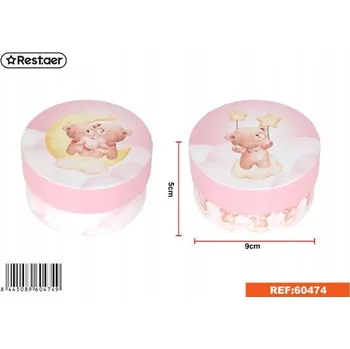 Dárková krabička Kulatá Krabička na Šperky Růžová s Medvídky