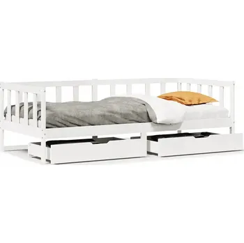 Pohovka Rozkládací postel-pohovka se zásuvkami, bílá, 203,5 x 97,5 x 66 cm