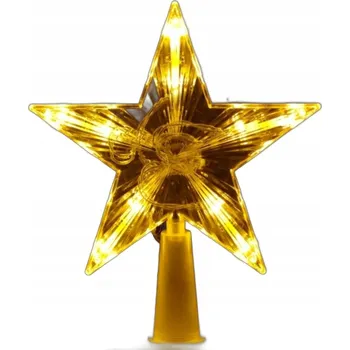 Vánoční dekorace HVĚZDA NA VÁNOČNÍ STROMEK ŠPIČKA SVÍTÍCÍ 17,5CM BÍLÁ TEPLÁ