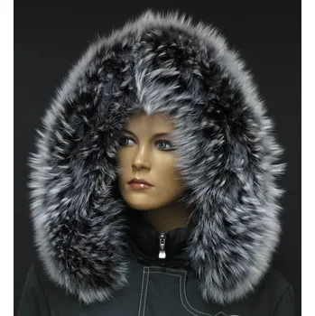 Špongr Kožešinový lem límec na kapuci z finského mývalovce 1026 BLACK & WHITE