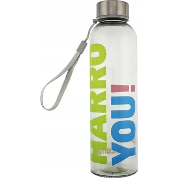 Láhev Skleněná láhev 500ml Průhledná na vodu, nápoje, džusy, šroubovací uzávěr, poutko