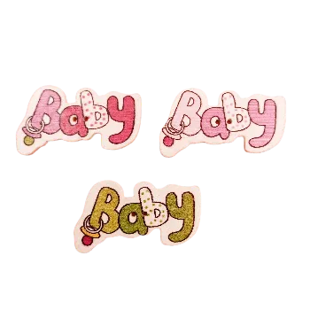 Knoflík dřevěný - BABY (3,5 x 2,0 cm), Barva: Zelená