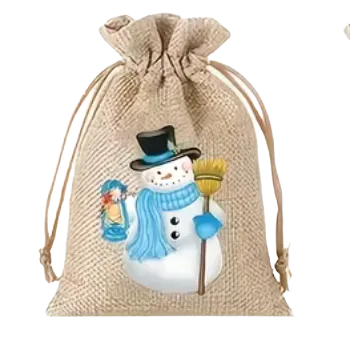 Sáček na potraviny Stahovací sáček - se sněhulákem I (10,0 x 15,0 cm)