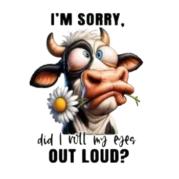 Nažehlovací obrázek - kráva s hláškou I (6,1 x 8,0 cm)