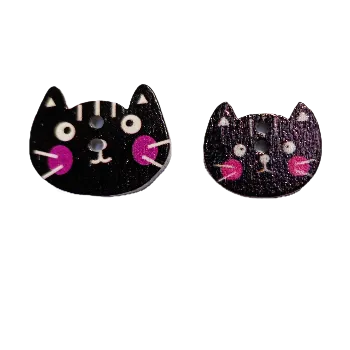 Knoflík Knoflík dřevěný kočičí hlava černá, Velikost: menší
