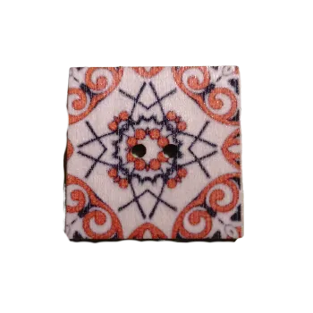 Knoflík Knoflík dřevěný čtverec s ornamenty IV