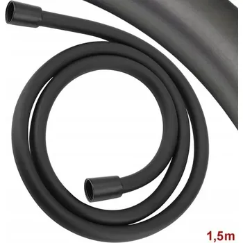 Sprchová hadice HADICE SPRCHOVÁ SILIKONOVÁ 150cm hladká ČERNÁ PVC 360° GUMOVÁ KE SPRŠE