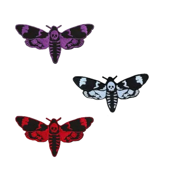 Nažehlovací nášivka - motýl smrtihlav (10,2 x 5,7 cm), Barva: Červená