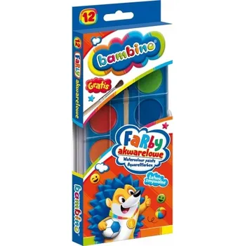 Vodová barva AKVARELOVÉ BARVY BAMBINO 12 BAREV SE ŠTĚTCEM PRO MALOVÁNÍ DO ŠKOLY