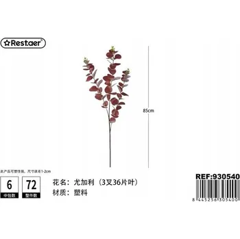 umělá květina Rest.aer - Jednotlivý eukalyptový list s 3 větvemi, 85 cm