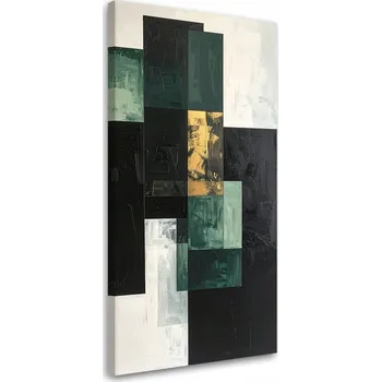 Obraz Obraz do obýváku, ložnice, kanceláře, kuchyně, Abstrakce tvary zelená 40x80