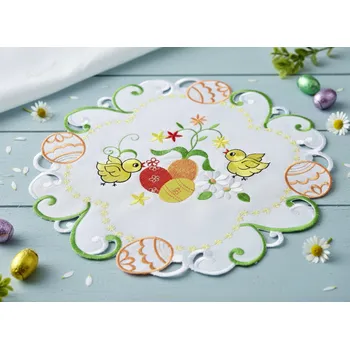 ubrus Velikonoční vyšívaný dekorační ozdobný ubrousek EASTER II. Ø 40 cm Mybesthome