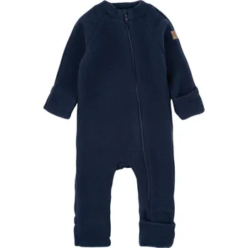 Kojenecká bunda MIKK-LINE Merino overal na zip bez kapuce modrý Blue Nigts - Velikost: 86 Hnědá 86