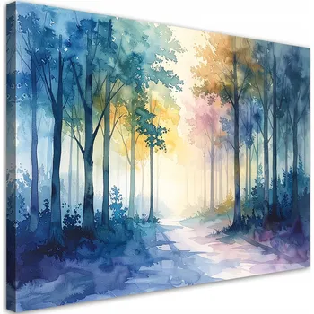 Obraz Obraz do obýváku ložnice, Mlhavý les Akvarelová krajina přírody 30x20