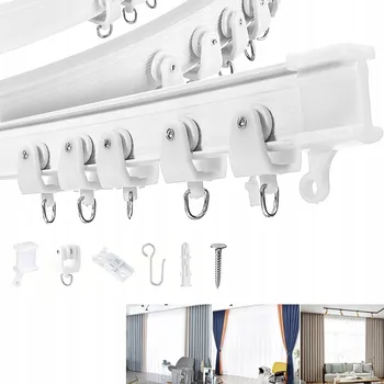 GARNÝŽ FLEXIBILNÍ STROPNÍ NEBO STĚNOVÁ LIŠTA PRO ZÁVĚSY A ZÁCLONY, OHÝBATELNÁ, 5M