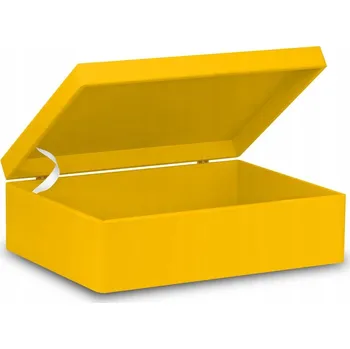 Úložný box Dřevěná bedýnka s víkem 40x30x13,5 cm Žlutá bez úchytů