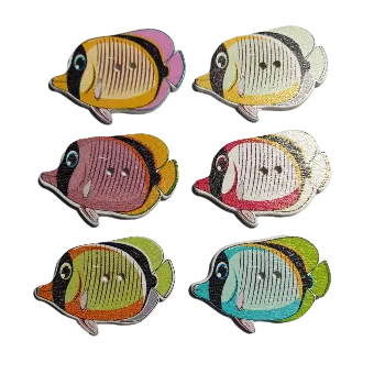 Knoflík Knoflík dřevěný ryba, Barva: Modrá