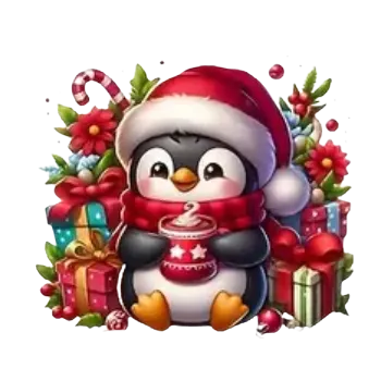 Vánoční dekorace Nažehlovací obrázek - vánoční tučňák VI (dva rozměry), Velikost: Malá