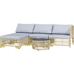 Outsunny sada zahradního nábytku z ratanu 5dílná sada balkonového nábytku s polštáři rohová rozkládací pohovka s taburetem ocelový terasový nábytek ve světle šedé barvě | Aosom.de