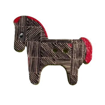 Knoflík Knoflík dřevěný kůň s ornamenty XII