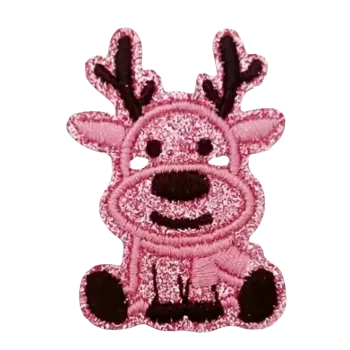 Nažehlovací nášivka - růžový sob (4,9 x 3,7 cm)