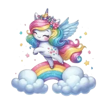 Nažehlovací obrázek - jednorožec s křídly a duhou (7,5 X 7,2 cm)