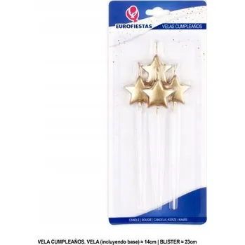 Dortová svíčka Zlaté Narozeninové Svíčky ve Tvaru Hvězd Vysoká Kvalita 14 cm