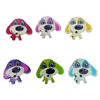 Knoflík Knoflík dřevěný pejsek, Barva: Zelená