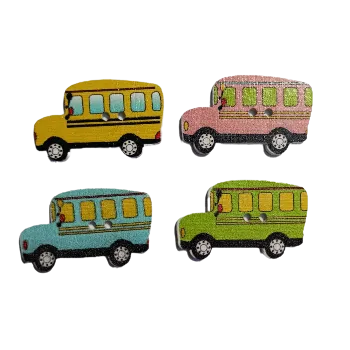 Knoflík Knoflík dřevěný starý autobus, Barva: Žlutá