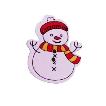 Knoflík Knoflík dřevěný sněhulák šála červená-žlutá