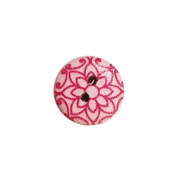 Knoflík Knoflík dřevěný s růžovým ornamentem