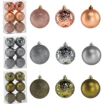 Vánoční dekorace Sada 6 Vánočních koulí 8 cm Mix barev a GIF7382