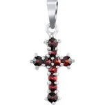 Silvego Stříbrný přívěsek Ofelie kříž s přírodními granáty SILVEGOB180038P + 2 měsíce na vrácení zboží