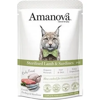 Krmivo pro kočku Amanova Cat Sterilised Lamb & Sardines - jehněčí a sardinky kapsička