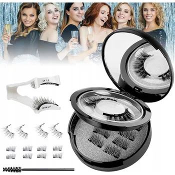 Umělé řasy MAGNETICKÉ ŘASY 3D UMĚLÉ DLOUHÉ SADA 4 PÁRY + PINZETA ZRCÁTKO