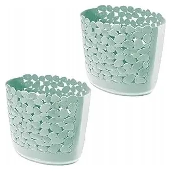 Odpadkový koš Odpadkový koš bez víka, plastový, s motivem oblázků, mátová barva, 2 ks