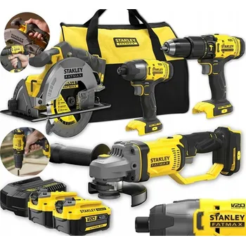 Sada nářadí Sada 4 akumulátorového nářadí 2x AKUMULÁTOR 4Ah TAŠKA STANLEY