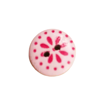 Knoflík Knoflík dřevěný s růžovou kytičkou