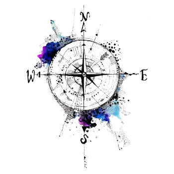 Nažehlovací obrázek - kompas (14,0 x 18,0 cm)