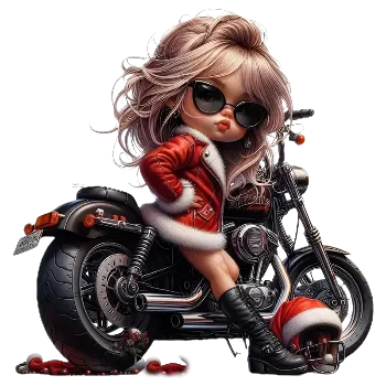 Vánoční dekorace Nažehlovací obrázek - vánoční dívka s motorkou (dva rozměry), Velikost: Malý